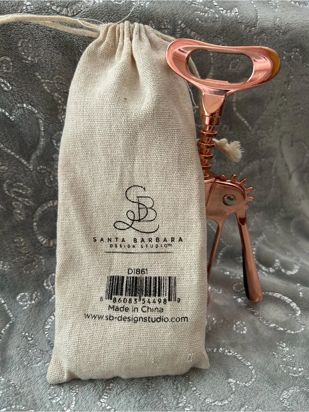 NEW Santa Barbara Design Co., Lg, Rose Gold Winged Corkscrew Bottle Opener